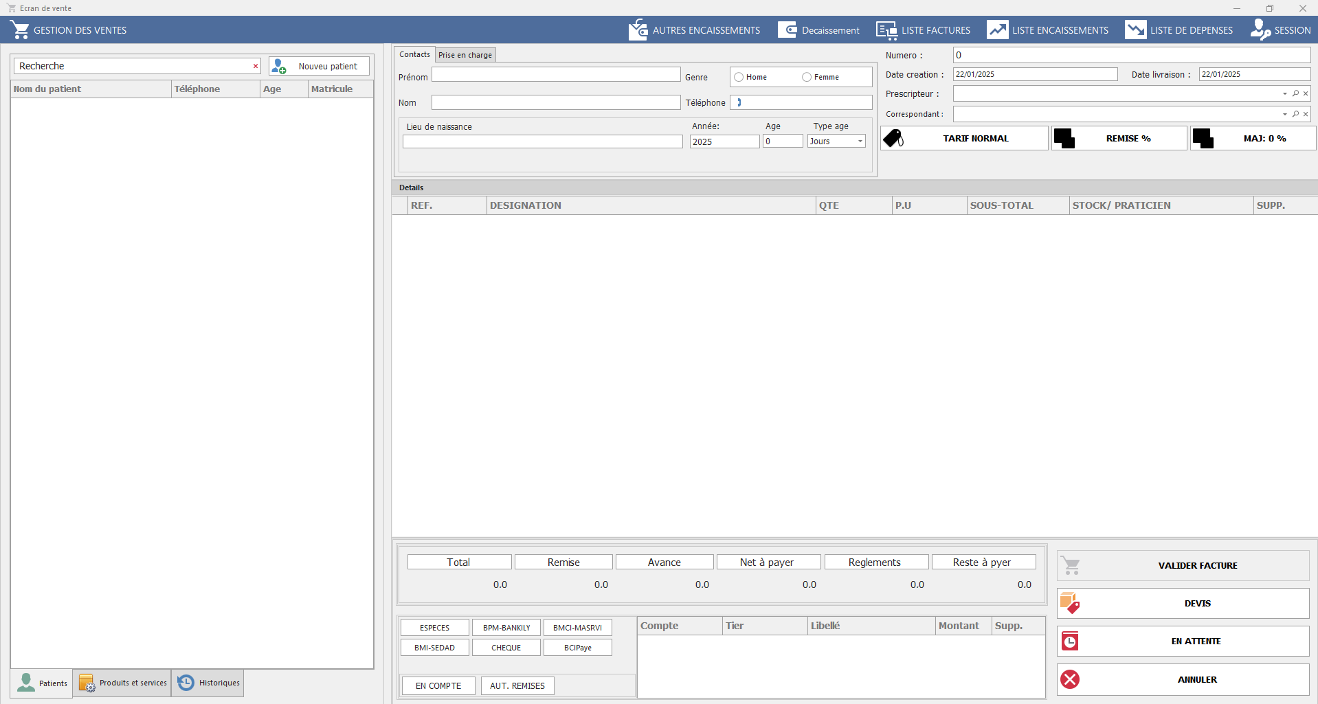 Facturation d'une consultation médicale dans le logiciel Hospicare